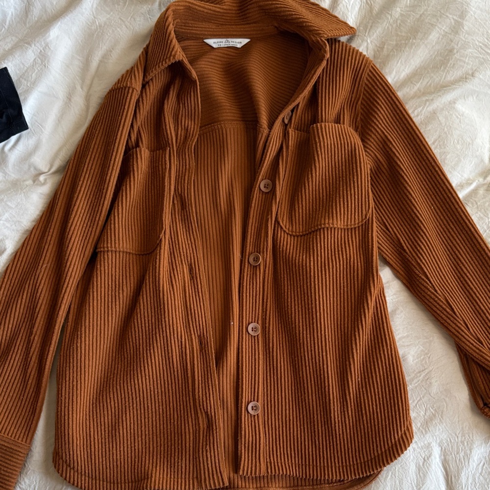 Alpine Design Brown Ribbed Button-Up Shirt